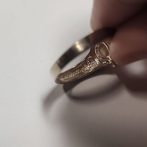 LUCAS LAMETH LUC Sterling Silver Vintage Real Pearl Heart Cage Ring - Picture 3 of 3